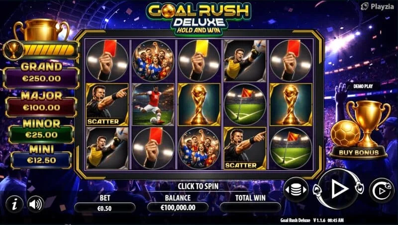 Goal Rush Deluxe - skrini ya mchezo katika hali ya Free Spins